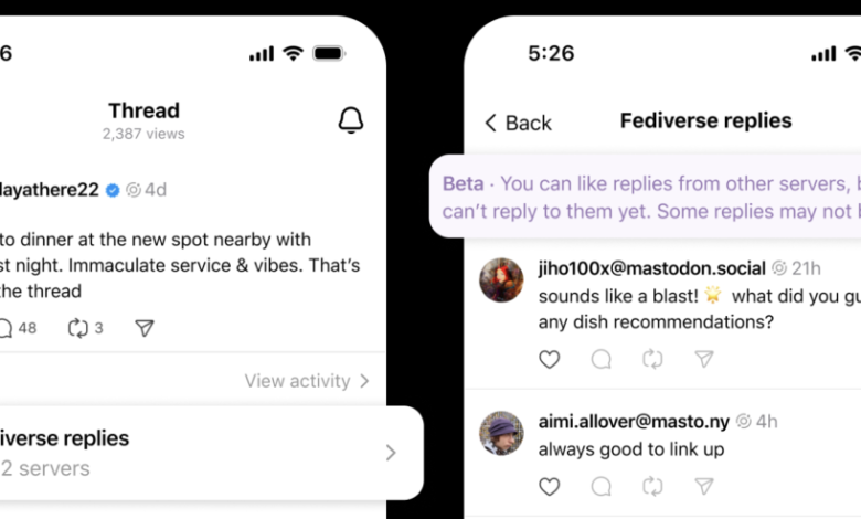 Threads can now show replies from Mastodon and other fediverse apps