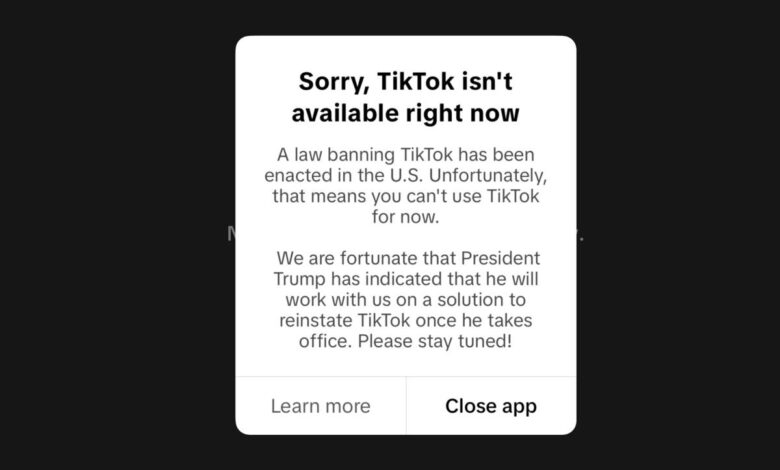 TikTok is no longer available in the US TikTok is no longer available in the US