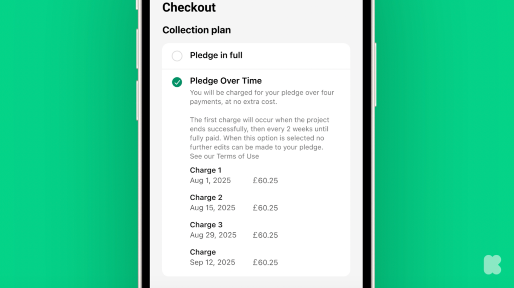 Kickstarter is rolling out new tools for backers, including a way to split pledges into four payments