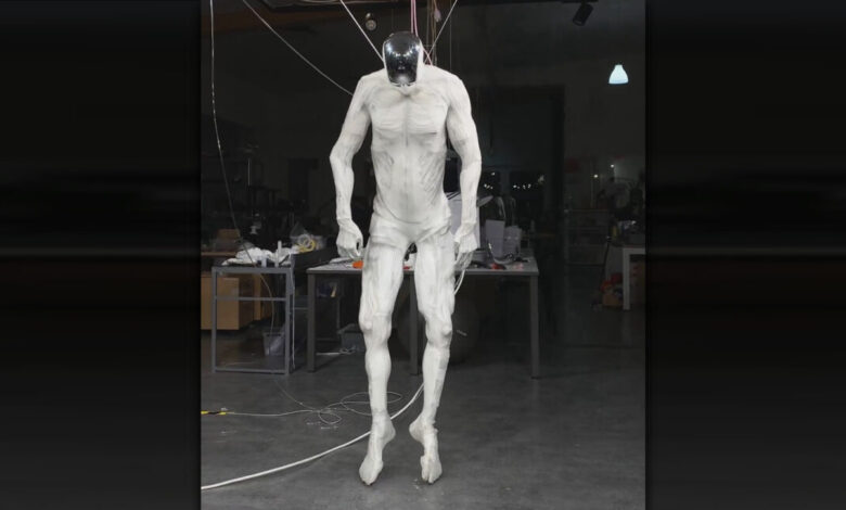 Robot with 1,000 muscles twitches like human while dangling from ceiling Robot with 1,000 muscles twitches like human while dangling from ceiling